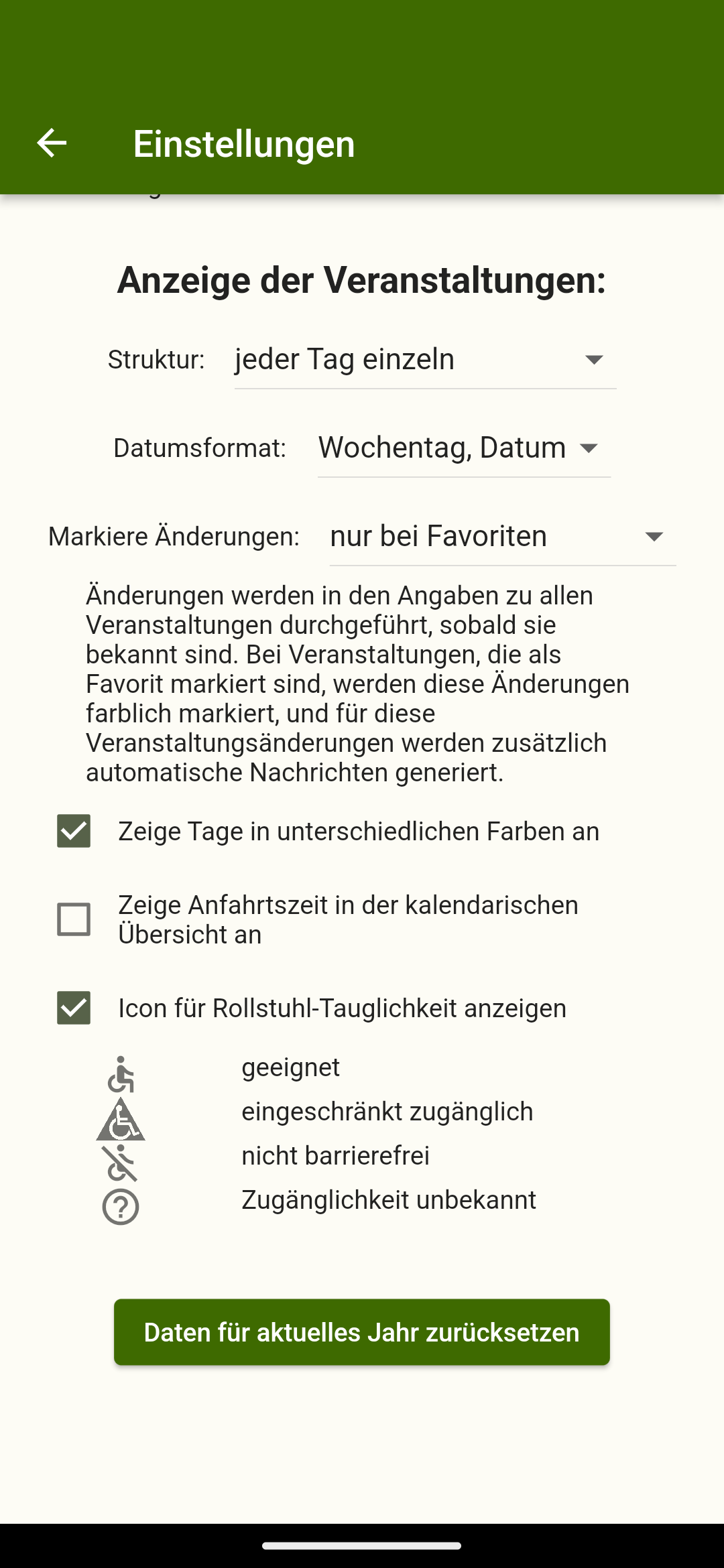 Ende der Einstellungen