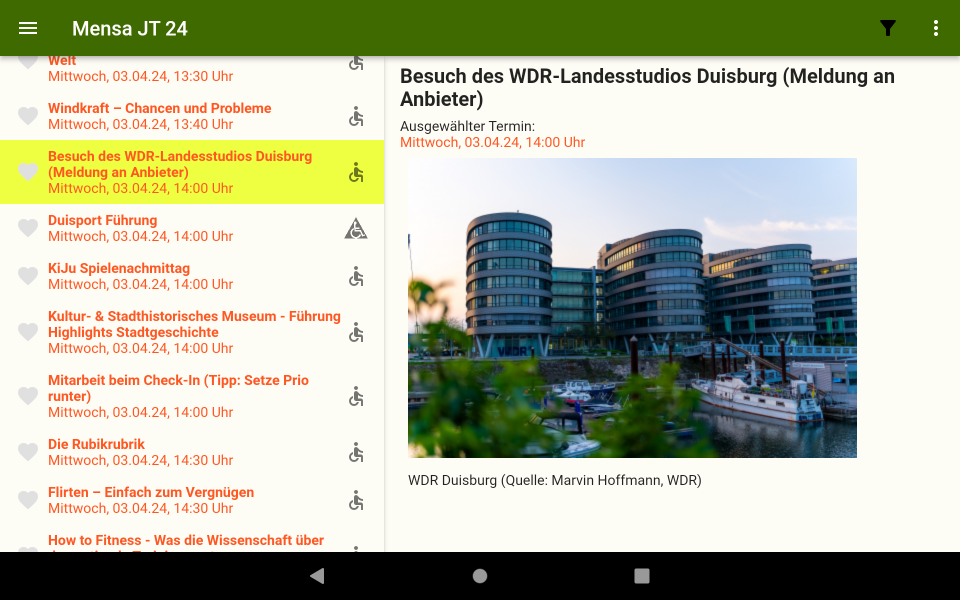 Ansicht auf dem Tablet