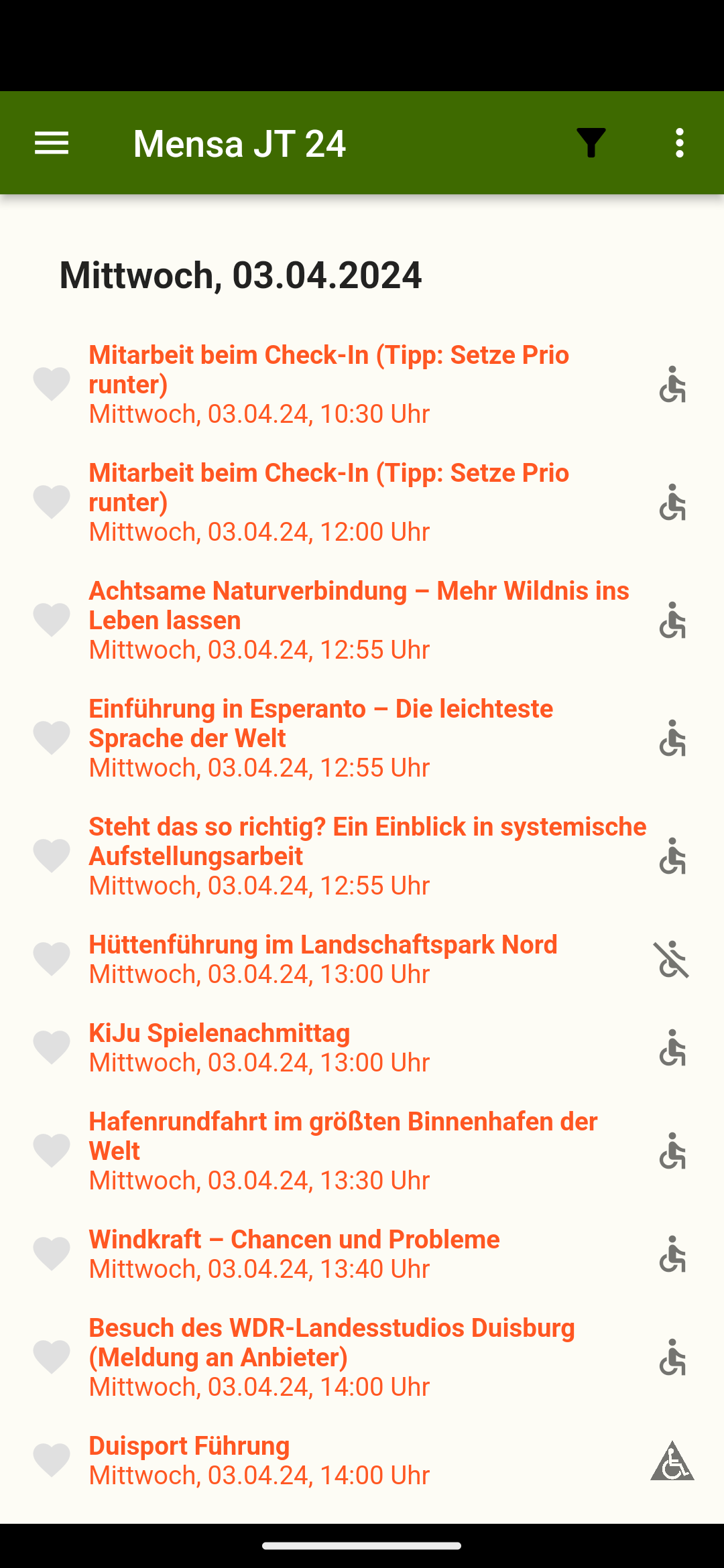 Veranstaltungskalender zeitlich