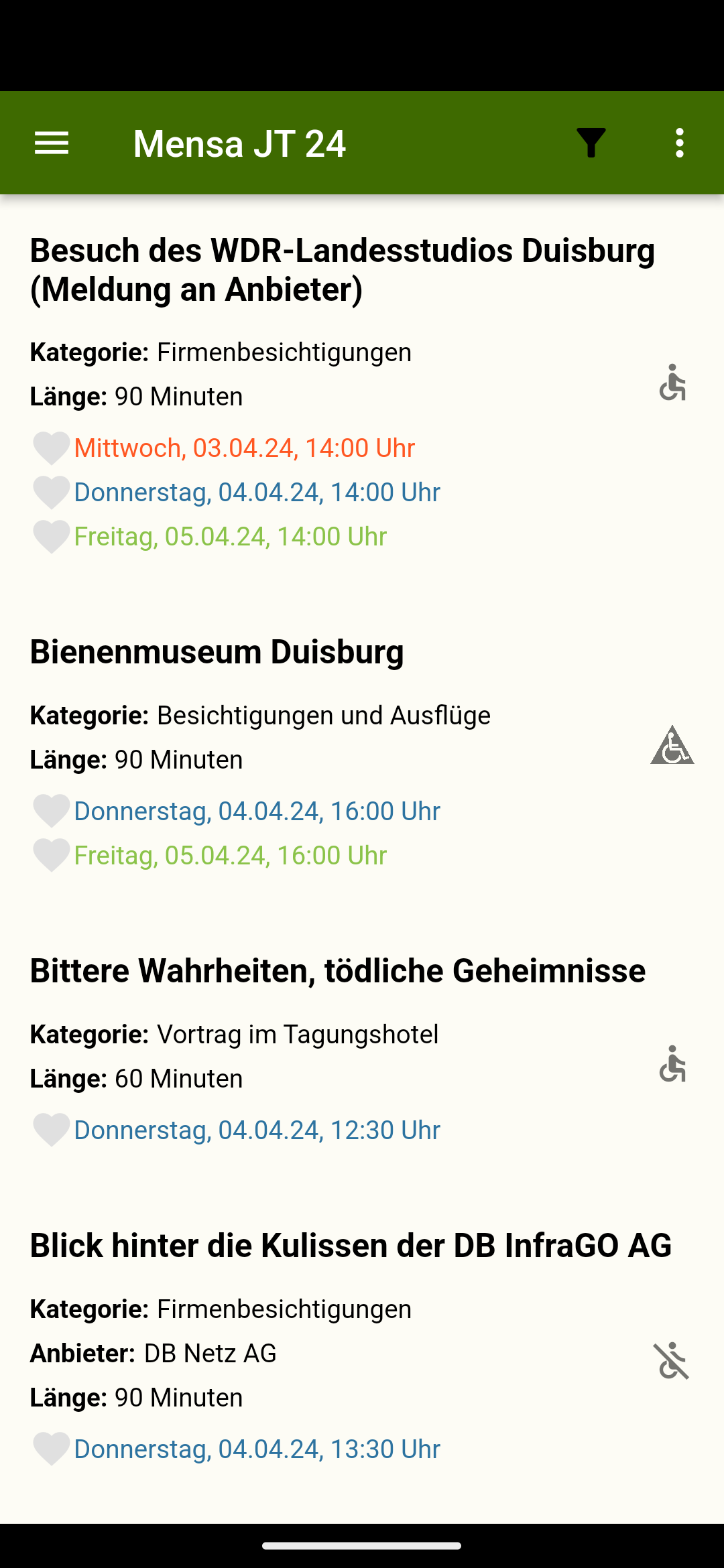 Veranstaltungskalender alphabetisch